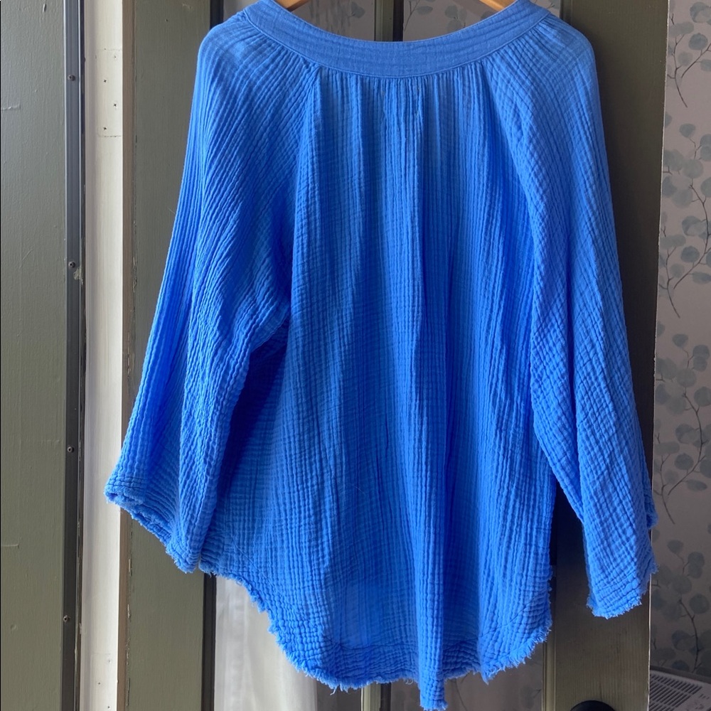 9Seed Cobalt Blue Gauze V-Neck Marrakech Tunic M/L NWT - Picture 3 of 6
